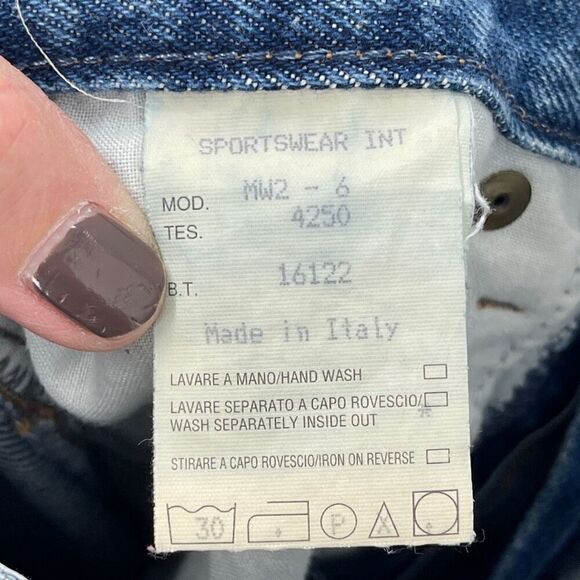 Moschino Blue Peace Logo Leather Patch High Waisted Mom Denim Jeans Size 30 - Picture 7 of 9